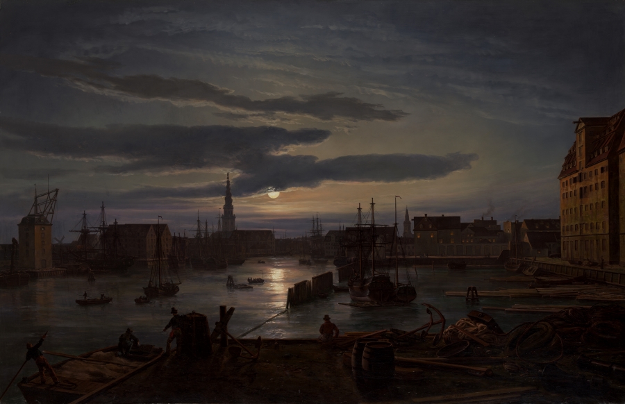 Johan Christian Dahl (Norwegian, Bergen 1788–1857  Dresden) Copenhagen Harbor by Moonlight