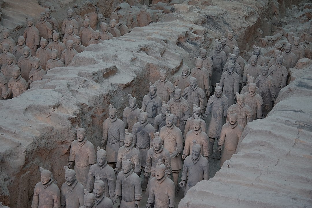 The largest excavation pit of the Terracotta Army in Xi'an, China