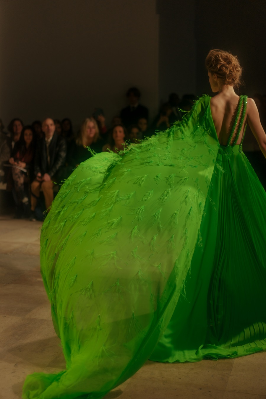 back of the bright green dress by Chakra. Image 4