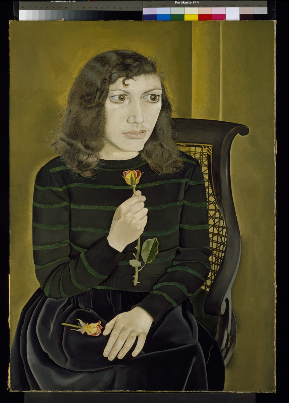 Lucian Freud, Girl with Roses (1947-8) Courtesy of the British Council Collection © The Lucian Freud Archive. All Rights Reserved 2022 / Bridgeman Images - Marina WATSON