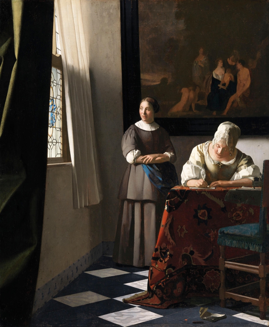 Johannes Vermeer ‘Woman writing a letter, with her maid’, c. 1670-1671