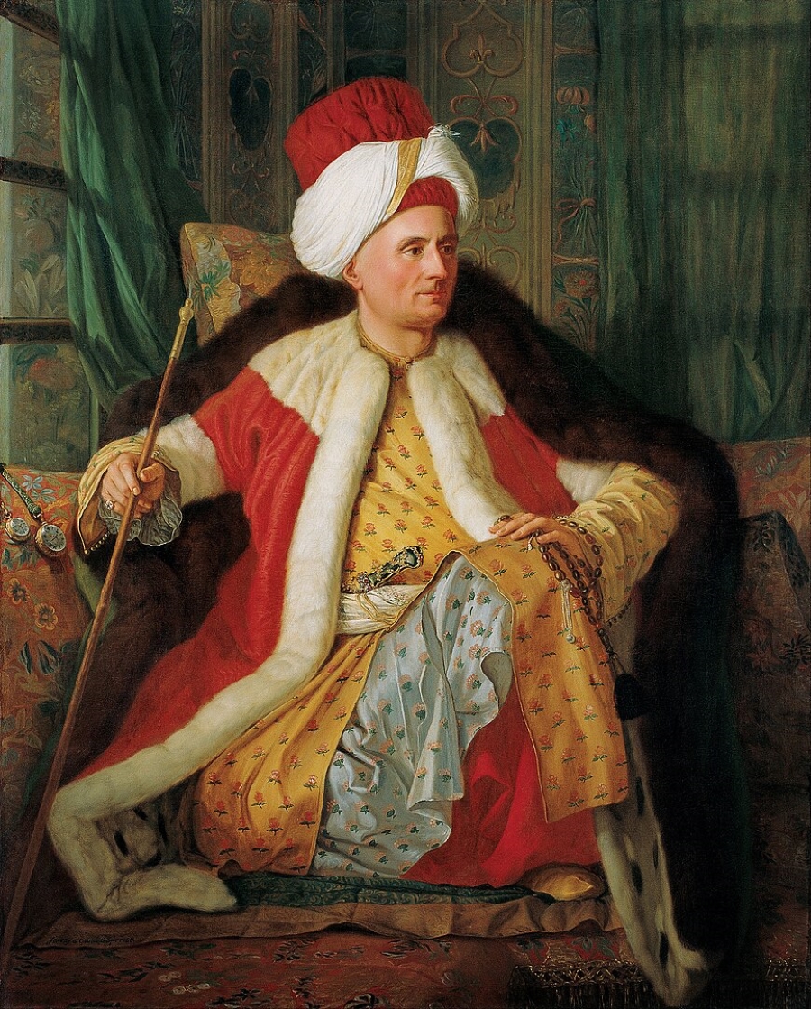Portrait of Charles Gravier Count of Vergennes and French Ambassador, in Turkish Attire. Painting by Antoine de Favray, 18th century. Image 1