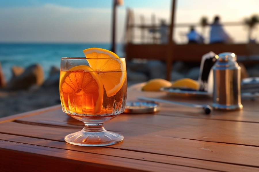 Enjoy a vermouth while look out to the sea