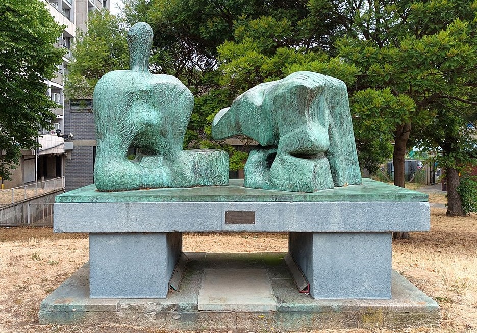 ‘Two piece bronze Reclining Figure No 3’ by Henry Moore, 1961